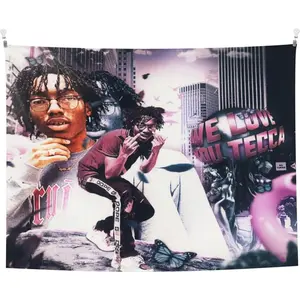 Lil Rapper Tecca Singer Tapestry Wall Hanging Art Aesthetic Tapestries for Bedroom Living Room Home Wall Decoration Tapestries