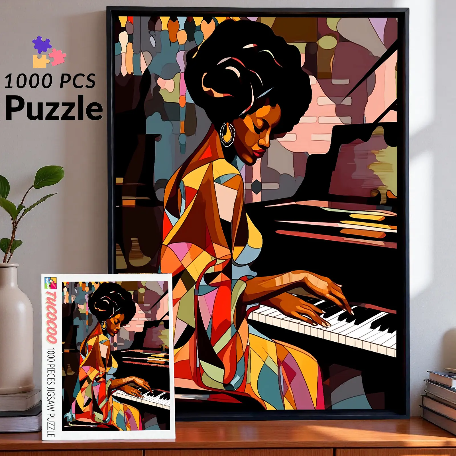 Tucocoo Vibrant Jazz Pianist 1000-Piece Jigsaw Puzzle, Eco-Friendly Recycled Cardboard Puzzle Art, 27.5x20in Relaxing Game for Adults, Home Décor Gift, Pieces Jigsaw Puzzles