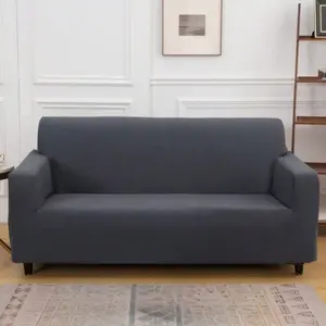 1pc Pure Color Dark Sofa Cover, All-Season Non-Slip Sofa Couch Protector, Reusable Furniture Refresh Sofa Slipcover