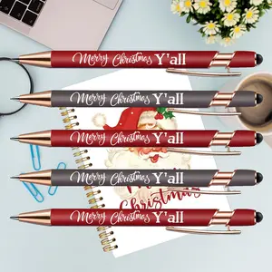 Merry Christmas Ballpoint Pens Set, 5/10/20pcs Laser Engraved Stylus Pens, Metal Touch Screen Pen Gift for Family Members