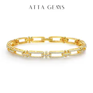 Link Bracelet Shining Sparkle All Synthetic Moissanite For Gift Valentine's Day Anniversary B012