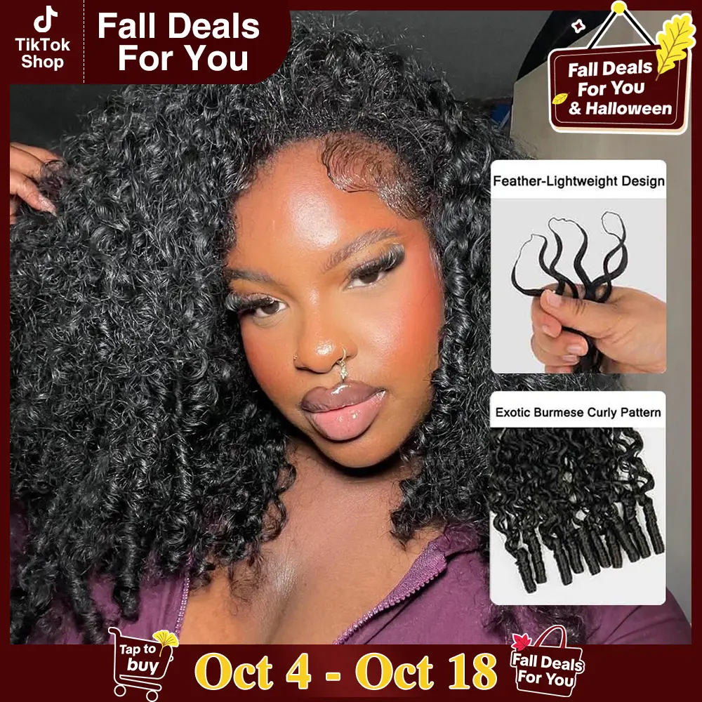 STERLY Crochet Extensions Human Hair Miracle Knots Pre-Separated 50g per Pack 45-50 Strands per Pack Knotless Boho Braids 4-5 Packs for Full Head Burmese Curly Textures Wig with Crochet Hook #tiktokshopstockup