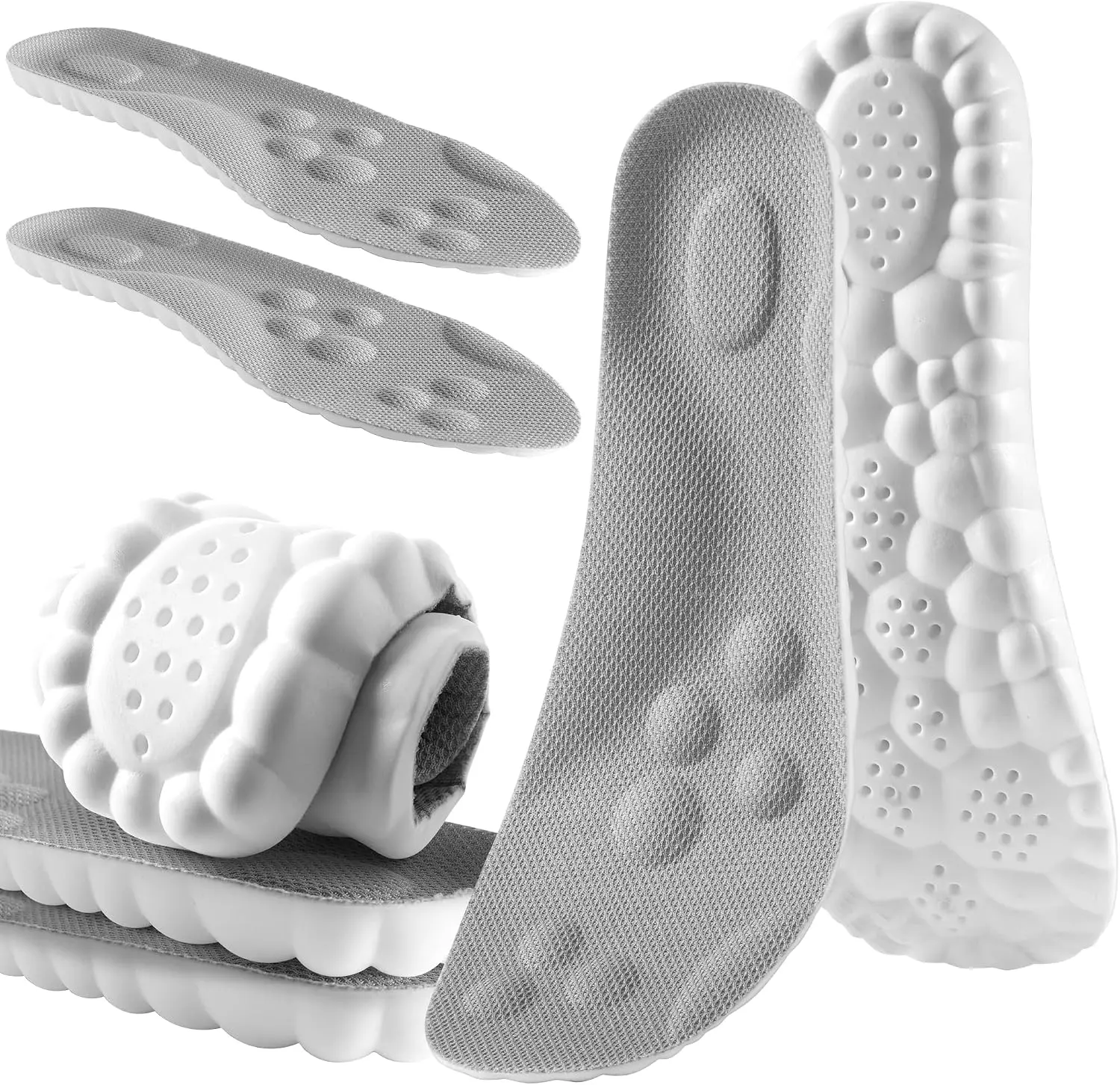 Unisex Extra Large Shoe Insoles for Men Women, 4D Cloud Cushioned Inserts, Anti‑Fatigue Shock Resistant for Foot Pain Relief, Ideal for All‑Day Standing