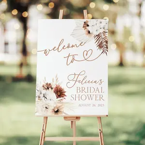 Boho Floral Bridal Shower Welcome Sign Boho Bridal Shower Welcome Poster Bohemian Bridal Shower Sign Printed Boho Bridal Shower Decor