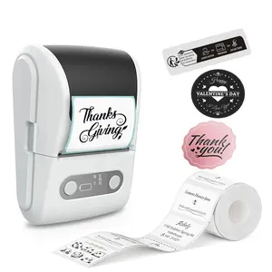Portable Bluetooth-compatible with 4 Rolls Paper, Waterproof Labels, Multifunctional APP, Inkless, Ideal for Home Office Kitchen, Wireless Sticker Printer