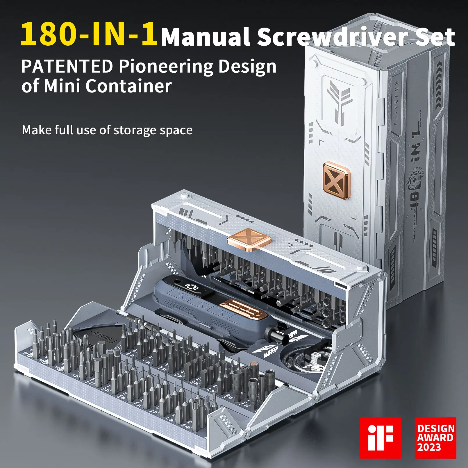 180in1 Screwdriver Set, MANUAL Precision Screwdriver Set with Pick-up Screwdriver Bits, Quintic-Fold and Case Design, Magnetic Repair Tool Kit for iPh