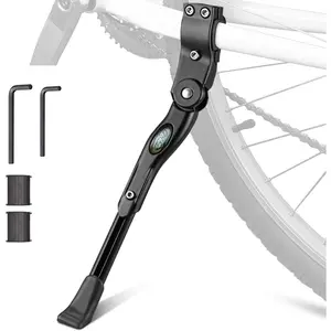 Bike Kickstand Adjustable Aluminium Alloy Bicycle Kickstand Bike Side Kickstand Fit for 22" 24" 26" 28" Mountain Bike Road cycling/BMX/MTB (Black for 22-24-26-27-28 inch bike)
