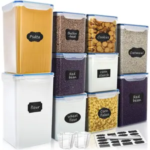 Plastic Airtight Kitchen & Pantry Organization, Ideal for Flour & Sugar Plastic Canisters with Labels