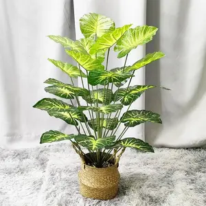 Artificial Caladium Plant with and Leaves, Simulation Bonsai Potted Decor, Elegant Artificial Plants, Light, No Flower Pot Included, 85cm Height, Realistic Fake Plant