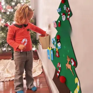 DIY Felt Christmas Tree Set with Ornaments for Kids, Xmas Gifts, New Year Door Wall Hanging Decorations