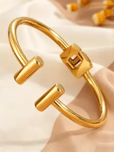 1 piece of classical and elegant stainless steel open double T bracelet, Exquisite Trendy Bracelet, a fashionable jewelry for both men and women, suitable for daily wear and parties, is an ideal gift for Christmas