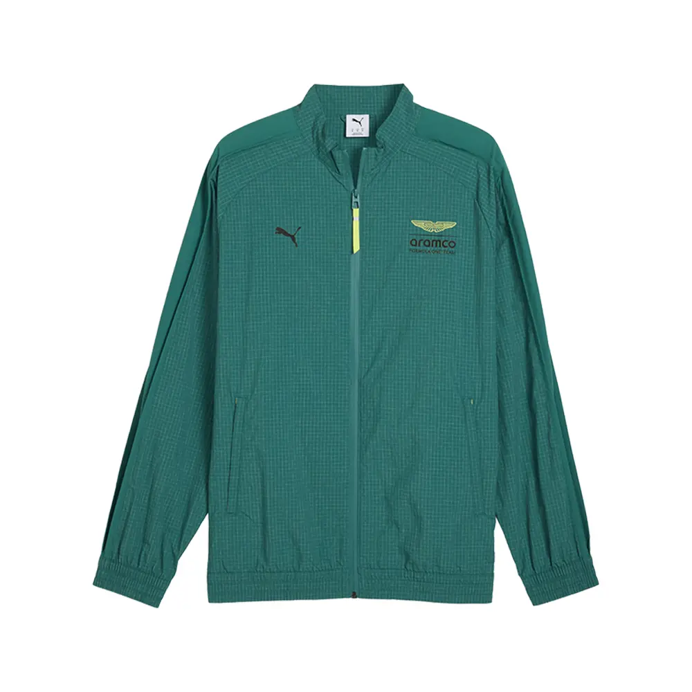 PUMA Mens X Aston Martin Aramco F1 Lifestyle T7 Oversized Jacket Athletic Outerwear Casual - Green
