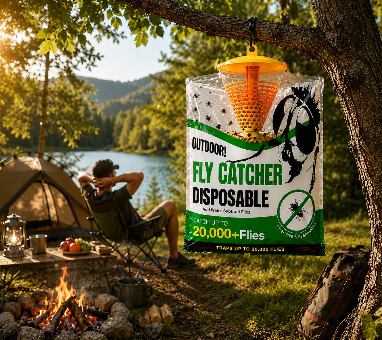 Outdoor Fly Trap Bag Disposable Catcher Strong Attractant Fast Acting Fly Killer for Backyard Patio Garbage Area Mosquito Wasp Insect Trap Easy Hang High Catch Rate Summer Pest Control