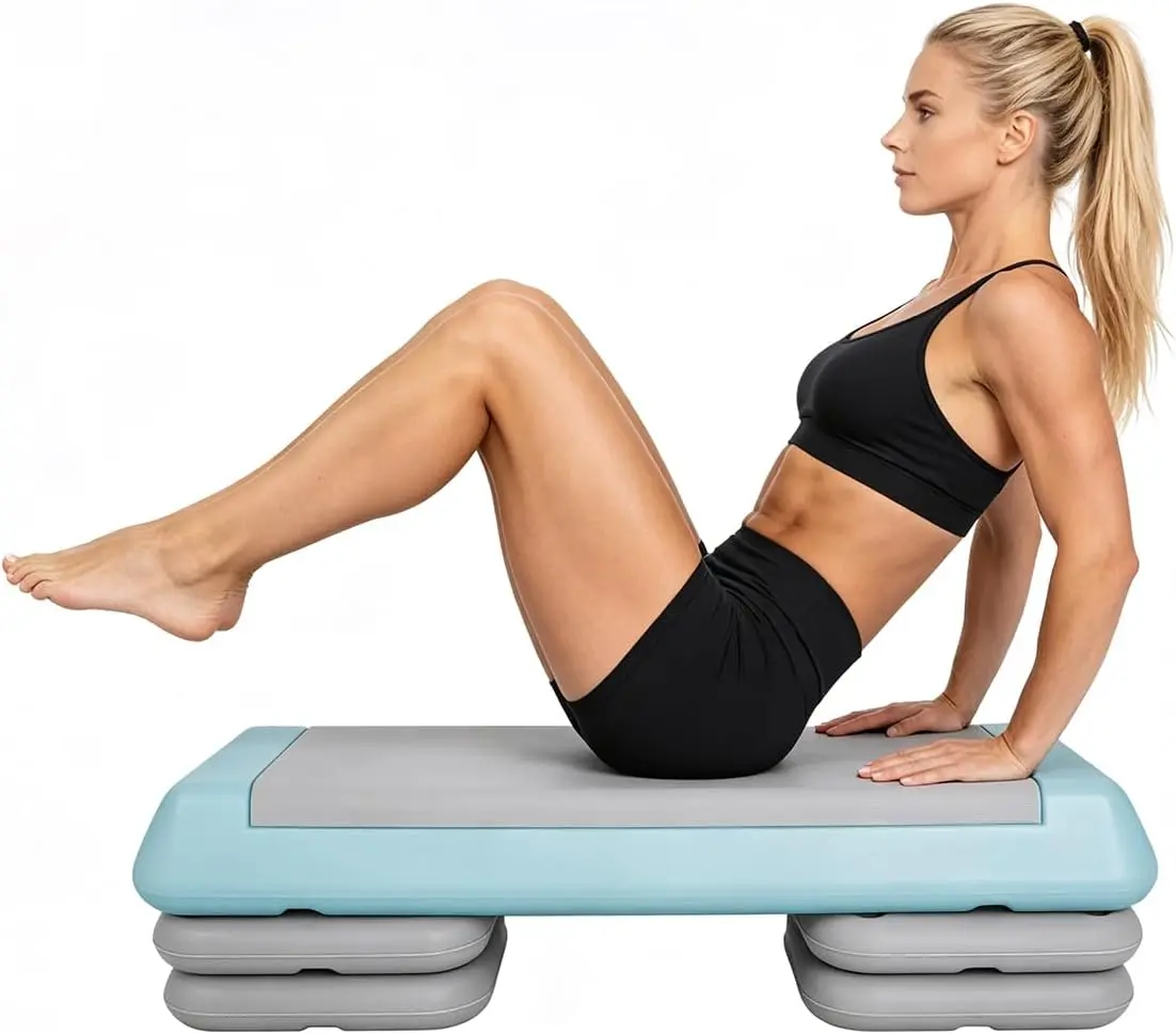 Aerobic Stepper Platform - Adjustable Height, Heavy-Duty Non-Slip Exercise Step Board, 550LB Capacity, Double-Layer Support Base, Portable Home Gym Fitness Equipment for Cardio, Leg Training
