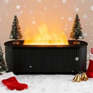 Colorful Flame Diffuser Humidifier, 7 Colors Essential Oil Diffuser, Humidifier Atmosphere Light, Ultra-Quiet Dual Function Aromatherapy Diffuser for Large Room, Bedroom, Office(Timeable, Waterless Auto off)