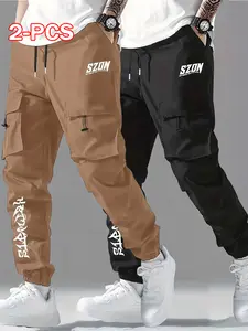 Men's Flap Pocket Drawstring Cargo Pants, Loose Drawstring Waist Jogger Trousers, Summer, Men Clothes, Please Purchase A Size Up