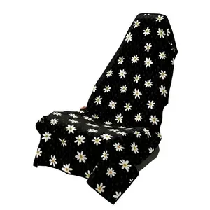 Black Daisy Flower Car Seat Cover Towel Full Size Quick Dry Athletic Seat Protector Sweat Resistant Cover for Gym Beach Travel Daily Driving