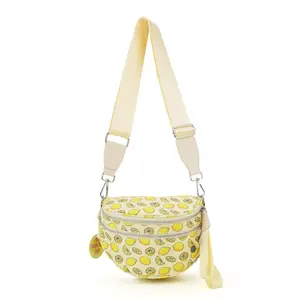 Ali Bag-Mini  Small Crossbody Bag 7in x 9in with Lemon Print Adjustable Strap Zip Closure for Everyday Use and Casual Outings