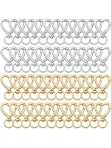 24/40 Counts Heart Keychain Clip with Swivel Clasps Hooks Cute Silver Heart Shaped Carabiner Clasp Zinc Alloy Snap Keychain Hook Backpack Clips for Handbag DIY Making Hanging Buckle