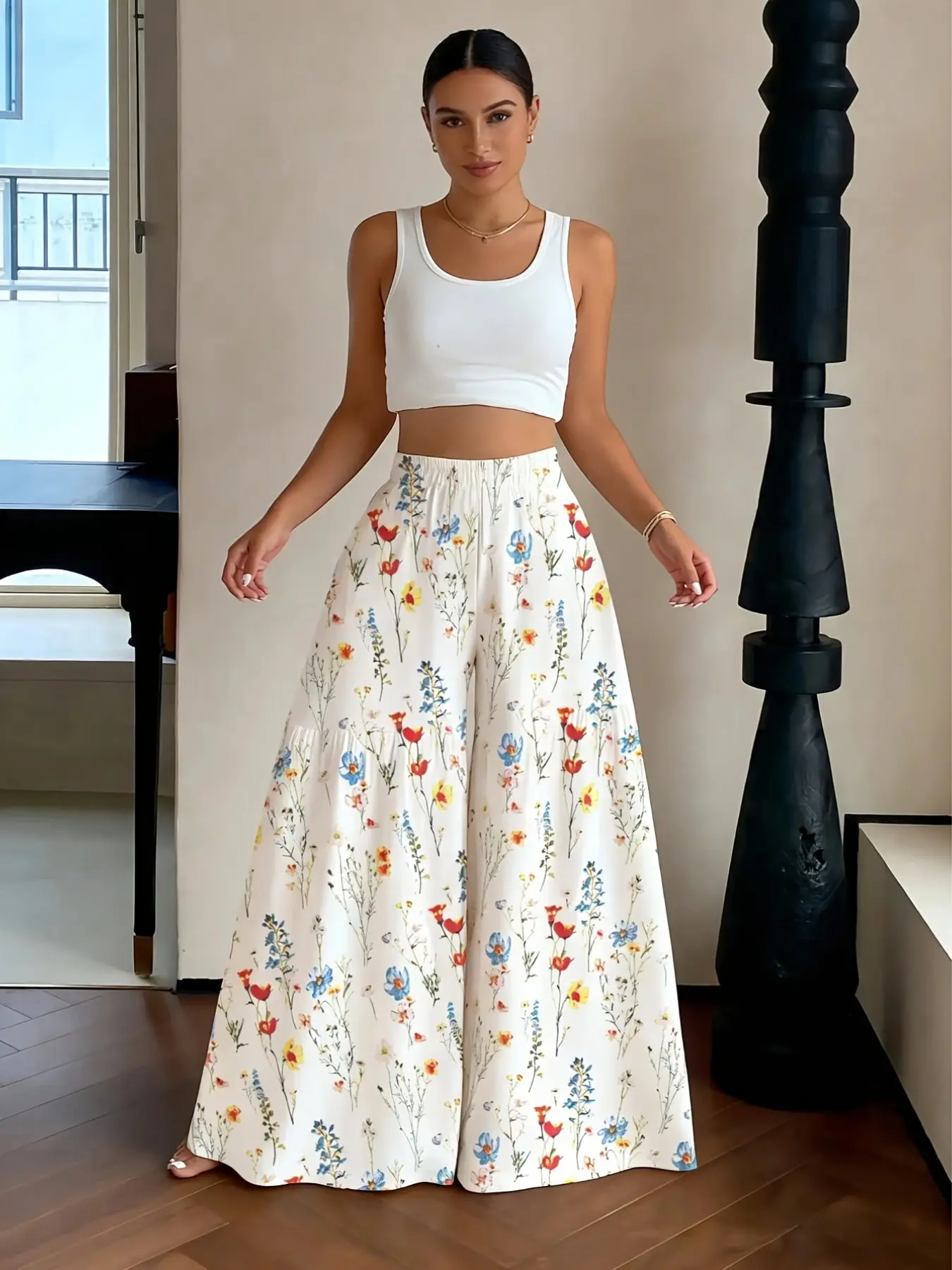 Women's Fashion Elegant Casual Boho Floral Print Patchwork Loose Baggy Long Pants, Boho Fashion Trousers, Stylish and Comfortable, Perfect for Everyday Wear