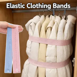 Elastic Clothing Organizer, Travel Luggage Space Saver, Adjustable Roll-up Clothes Storage Bands, With Buttons And Buckles, Drawer And Wardrobe Organizer, Space Saver Straps for Clothes,Random Colors dealsforyou summerwins