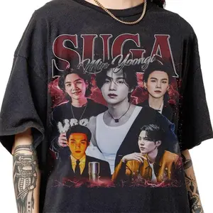 Limited Suga Min Yoongi 90s Bootleg T-shirt, Suga Kpop Music Graphic Tee, Min Yoongi Kpop Streetwear Gifts Sweatshirt For Man And Women