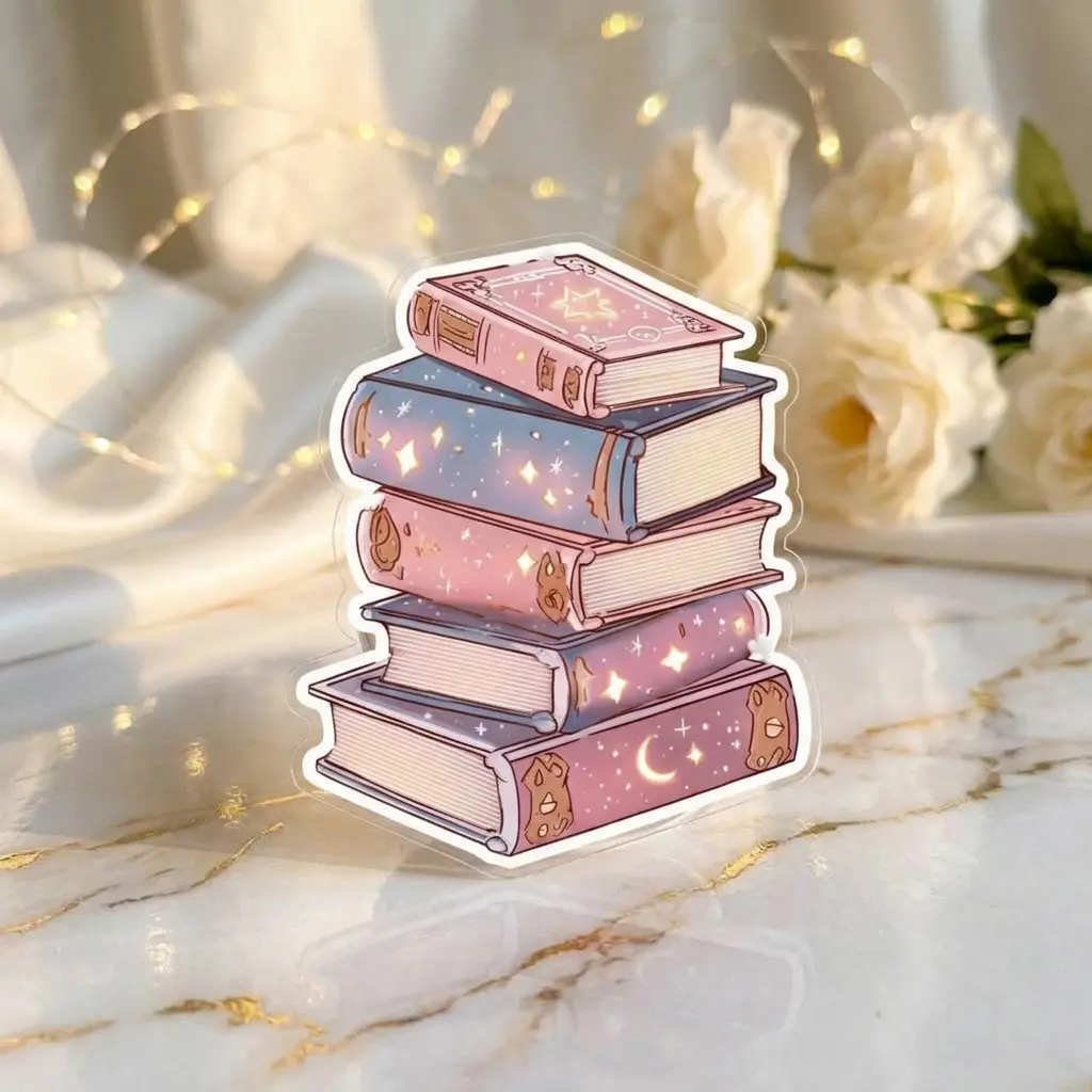 Magical Book Stack Cozy Fantasy Phone Grip, Aesthetic Enchanted Library Mobile Stand, Celestial Book eReader Support, Gift For Fantasy Lovers