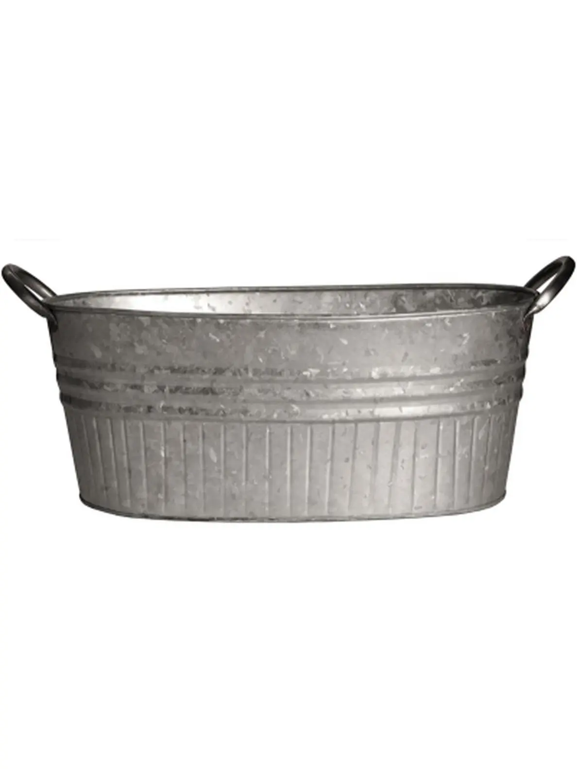16.5 in. Oval Shape Galvanized Steel Tub Planter with Handles, Outdoor Garden Pot for Home Improvement Projects