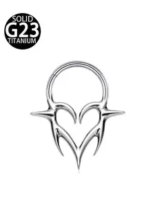 F136 Titanium Heart Spike Nose Ring, Gothic Punk Style, 16g Adjustable Piercing Jewelry, Unisex Body Art Accessory, Nose Rings Hoops