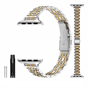 Stainless Steel Watch Band (Band Only), 1 Count Fashionable Watch Band for Women, Compatible with Apple Watch Series 9/8/7/6/5/4/3/2/1/SE/SE2, Smart Watch Accessories, Wearable, Smart Watch Straps