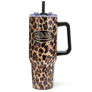 Von Dutch - 40oz Double Walled Insulated Stainless Steel Tumbler - Leopard