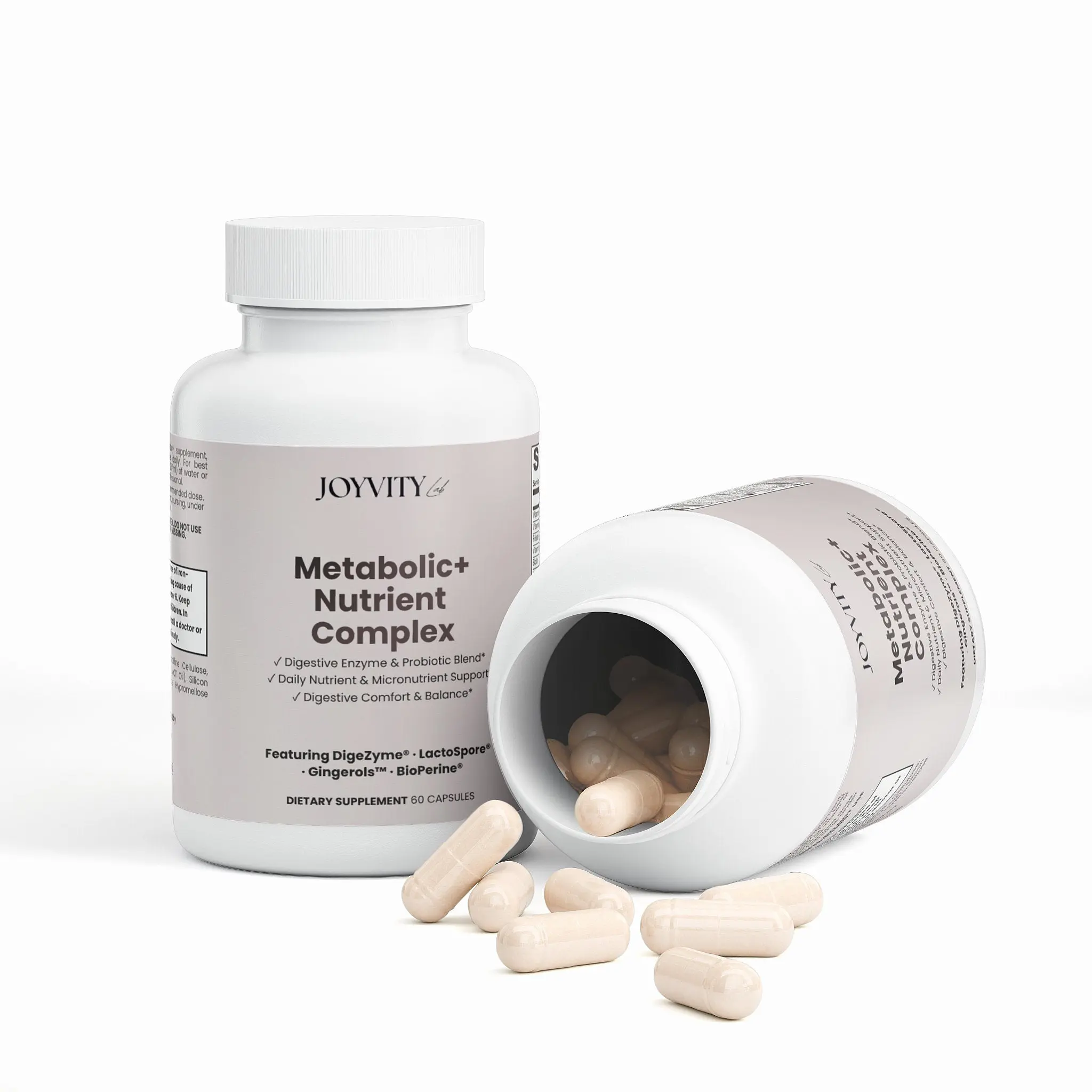 Joyvity Lab Metabolic+ Nutrient Complex Digestive Support Capsules with Magnesium, Probiotics & Digestive Enzymes, 60 ct
