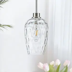 5.9in Pendant Light Water Ripple Glass Bottle Shaped|Ambient light for  for Kitchen  Dining Room(1 PACK )
