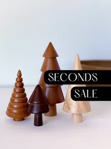 Whimsical Wooden Trees Set of 4 - Rustic Christmas Decorations