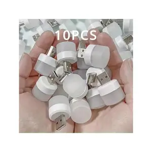 10Pcs Mini, Compact USB Night Light Warm White Eye Protection Book Reading Light USB Plug Computer Mobile Power Charging LED Night Lamp Christmas Gift, Portable USB night light student eye protection LED light laptop power bank car light