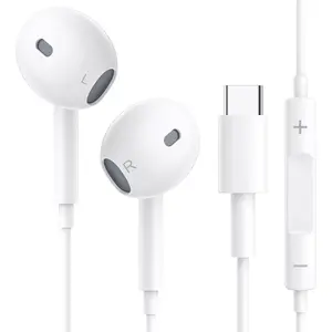 1Pack Wired Earphones with USB-C Connector for iPhone Headphones in-Ear Earbuds,Built-in Microphone and Volume Control Headsets Compatible with iPhone 15/16 Plus/Pro/Max/Pad Pro/Air/Mini & More