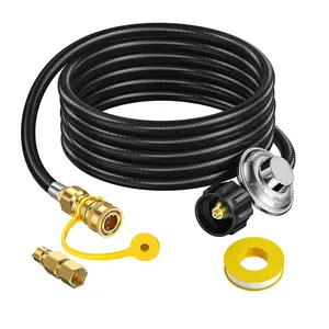 Alloxity 12FT Propane Hose with Regulator, 3/8" inch Quick Connect Disconnect for Big Heater, 3/8" Female Flare Adapter for Generator Charbroil Blackstone Weber Griddle Grill Fire Pit Stove