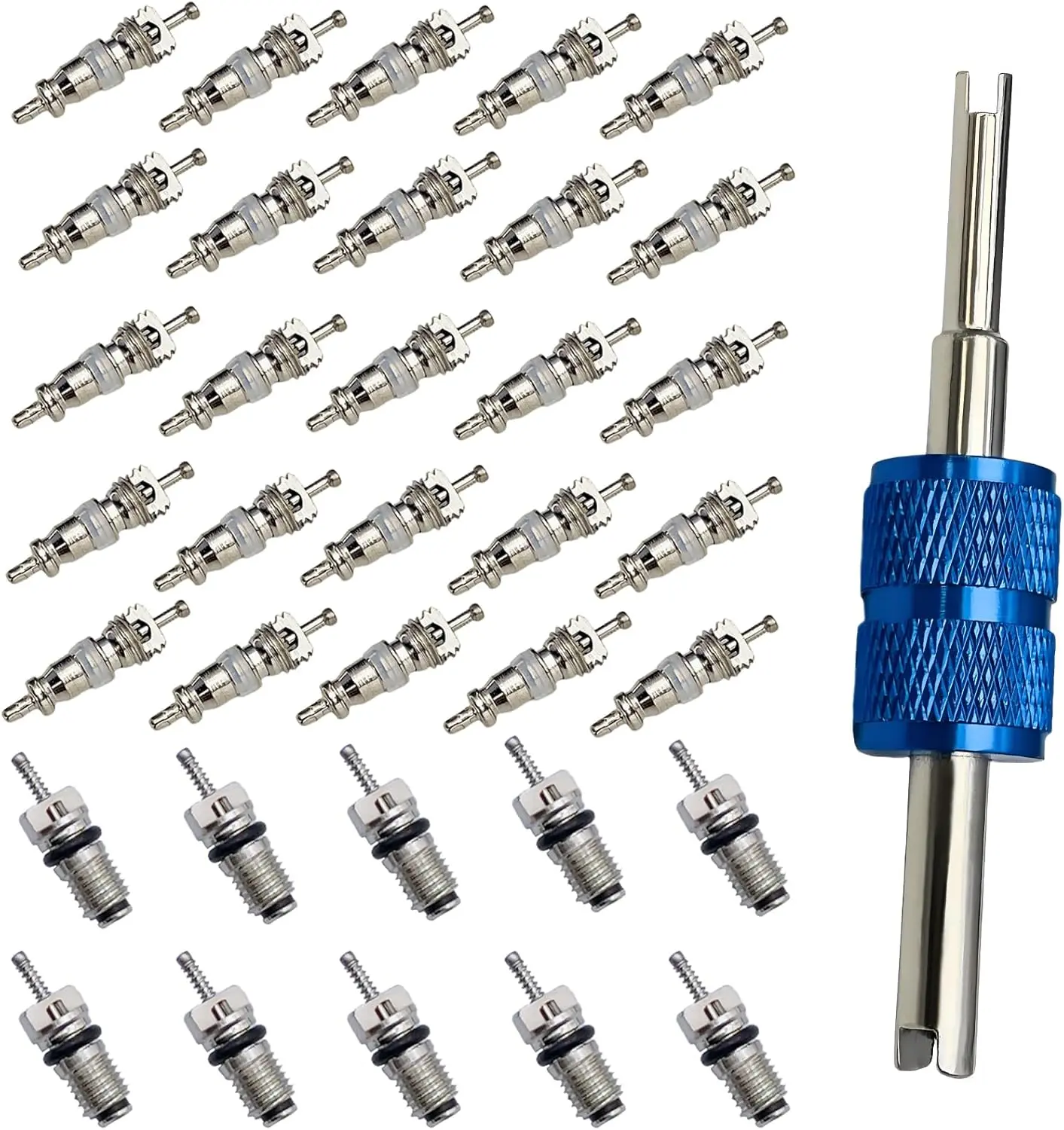 35PCS R12 R134A AC Valve Core Kit with Double Head Remover Installer Tool for Car Home Air Conditioner