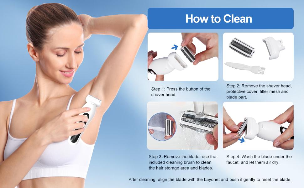 Bikini Trimmer for Women, Electric Shaver and Razor Rechargeable 2-in-1 Body and Facial Epilator, Dual Heads for Painless Trimming of Pubic Hair, Face, Underarms and Legs, Waterproof #springtok