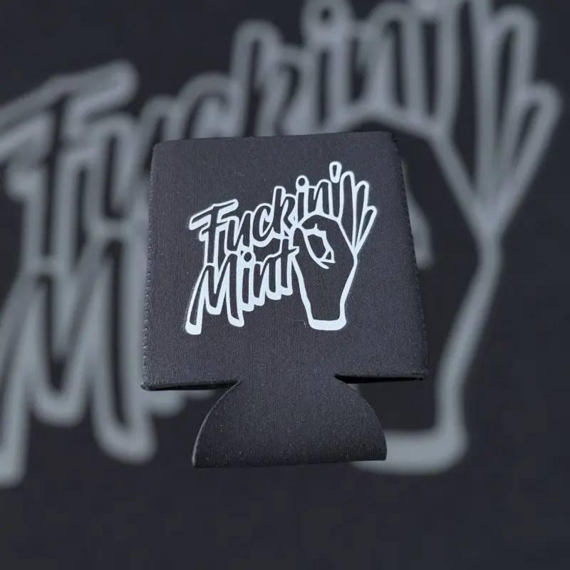 F’n mint! Old school throw back black Custom Neoprene Koozies Can Coolers for 12oz 16oz 20oz 24oz and More Premium DTF Print Heat Pressed One Sided Funny Unhinged Designs Great for Men Women Gift