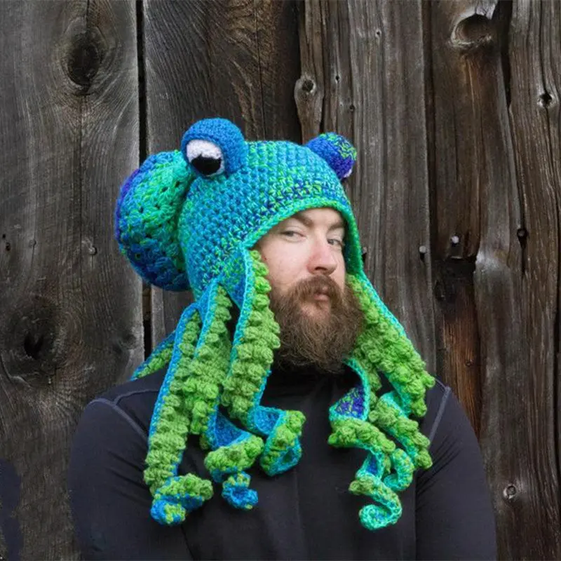 Hat Tricky And Funny Octopus Crochet Woolen Hat Hat Tricky And Funny Octopus Crochet Woolen Hat