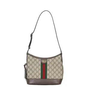 GUCCI Ophidia Adjustable Strap Magnetic Closure Hobo Bucket Bag in Canvas and Leather for Women