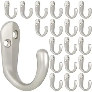 20 count Coat Hooks Wall Mounted Single Prong Robe Hook for  Towel Hooks with 40 Screws for Cup, Mug, Bags, Hat, Cap, Scarf, Pet leashes