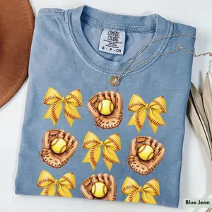 Comfort Colors Coquette Softball Shirt for Softball Mom Shirt Womens Baseball Shirt Softball Lover Shirt Softball Season Softball Bow Tee