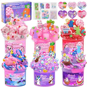 6 Pack Pink Slimes, Glow in the Dark Cloud Slime kit for Girls Ages 8-12, Perfect Kids Butter Slime Party Favors Goodie Bag Stuffers, Stress Relief Toys for Birthday Valentine's Day Easter Gift