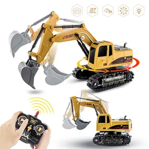 1:24 Remote Control Excavator Toy, 5 Functions Simulation Engineering Vehicle, 360 Degree Rotation, Lighted Kids RC Car for Ages 6+, Battery Not Included, RC Construction Vehicles