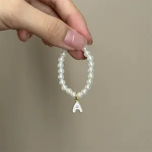 Viral Cute LaBBbubu 4th Gen Mini Keychain,26 Letters Handmade Pearl Necklace , Fits for Mini Dolls ,Trendy Aesthetic Doll Accessory