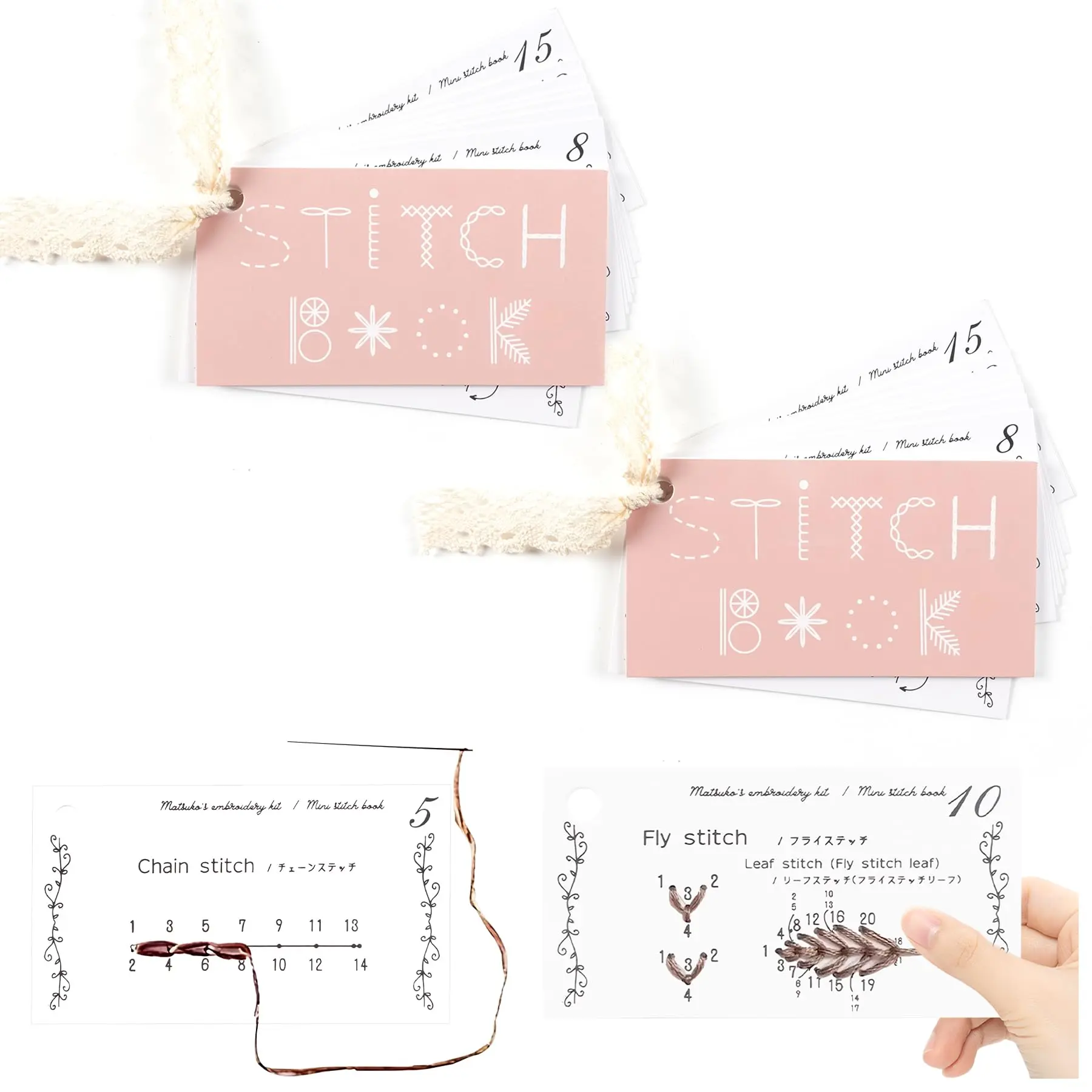 Creative Mini Sewing Book Set & DIY Card Kit, Needle Crafts Kit, Full Embroidery Stitch Guide, Perfect Sewing Supplies for Craft Enthusiasts