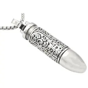 Mens Stainless Steel Bullet Pendant Necklace