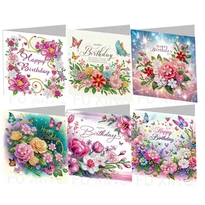 6-Piece Diamond Painting Greeting Cards Set, DIY Card Set, Birthday & Holiday Cards with Envelopes, Perfect for Birthdays, Christmas, Mother's Day